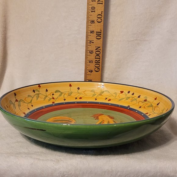 222 Fifth Rooster  Large Serving Bowl approx 13" X 3'" - Picture 8 of 9